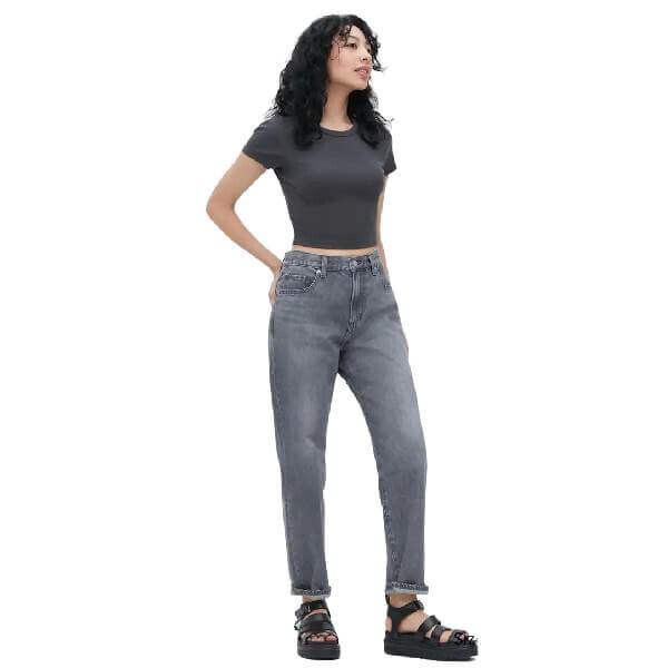 

Футболка Uniqlo Cropped Crew Neck Short Sleeved, серый