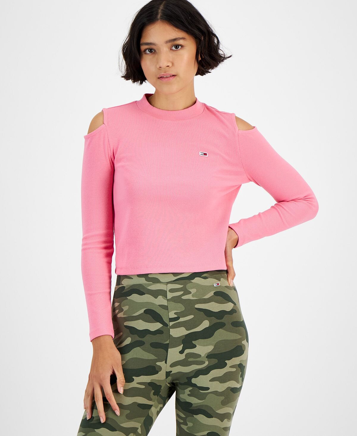 

Женская футболка с открытыми плечами и длинными рукавами Tommy Jeans