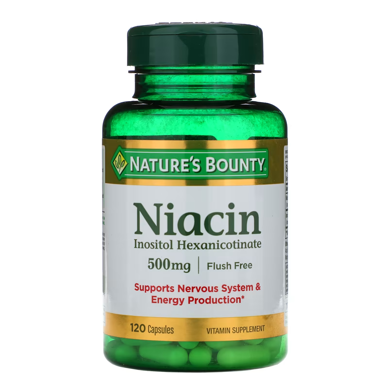 Nature's Bounty Ниацин не вызывающий покраснения 500 мг, 120 капсул solgar ниацин не вызывающий покраснений 500 мг 250 растительных капсул