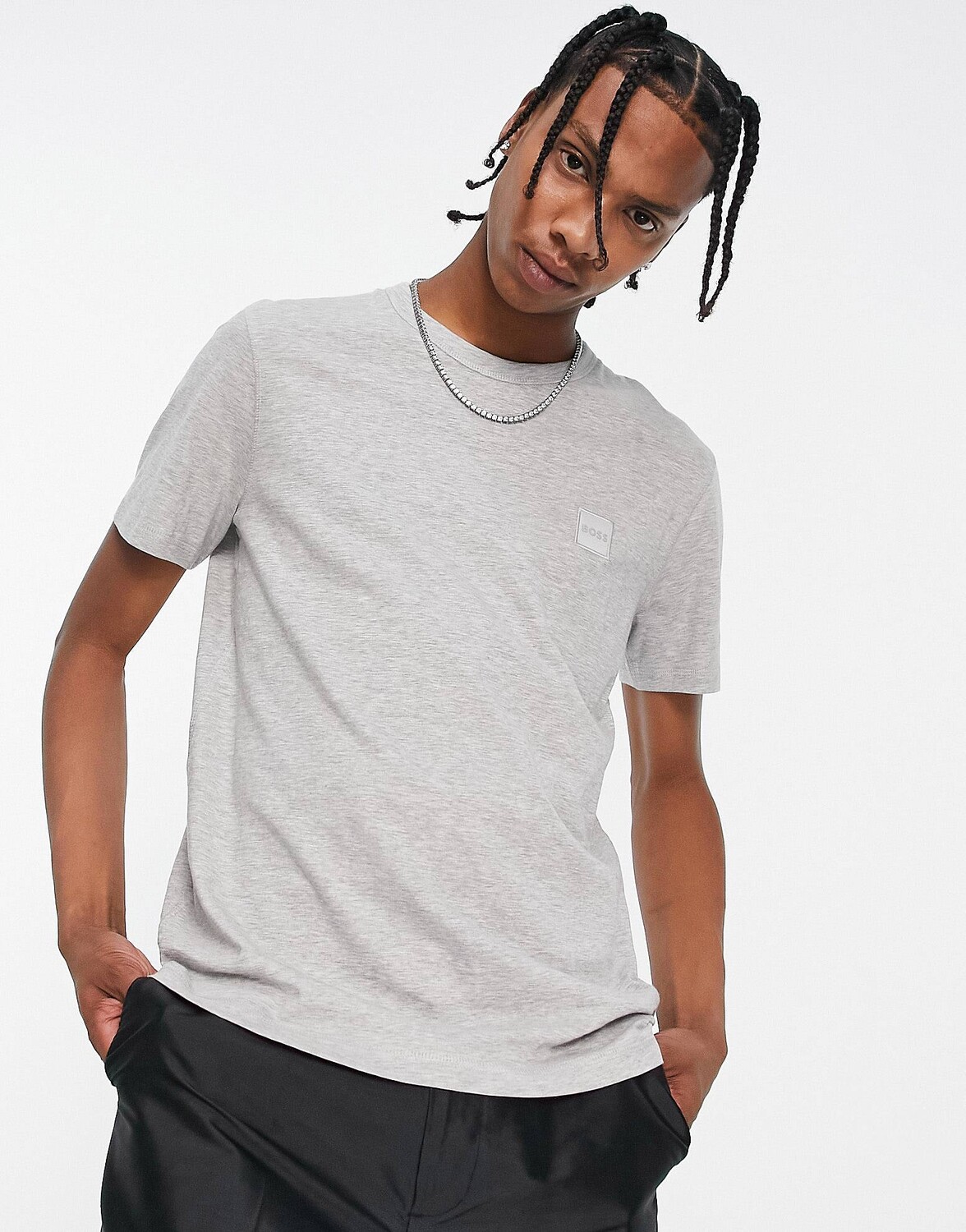 

Открытая серая футболка BOSS Casual Takiod