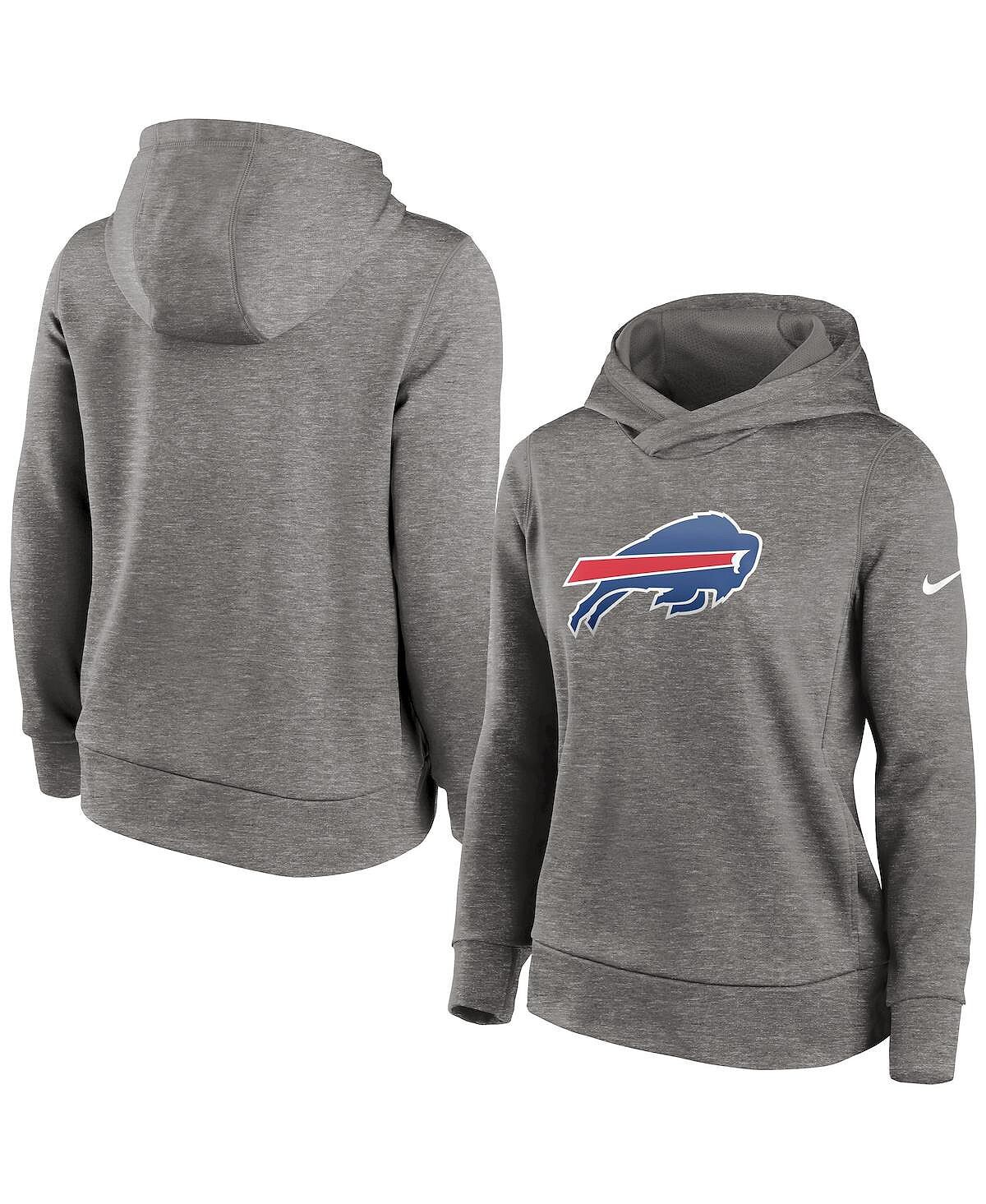 

Женская толстовка с капюшоном buffalo bills performance из меланжевого древесного угля Nike, мульти
