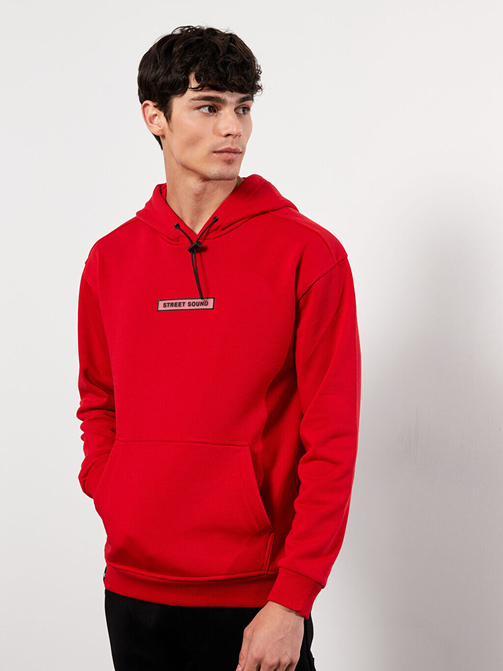 

Мужская толстовка Oversize с длинным рукавом и принтом LCW Casual, Красный