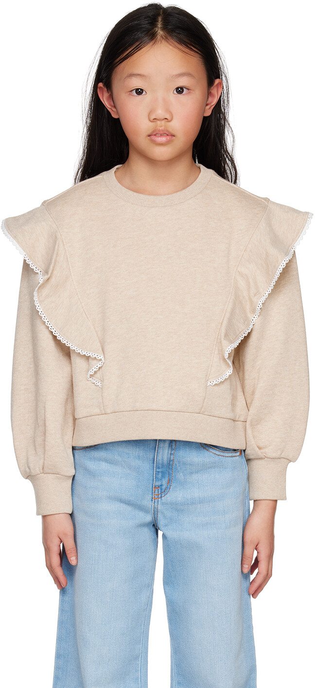

Детская бежевая толстовка с рюшами Chloé