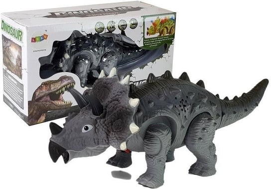 цена Динозавр Трицератопс на батарейках серый Lean Toys