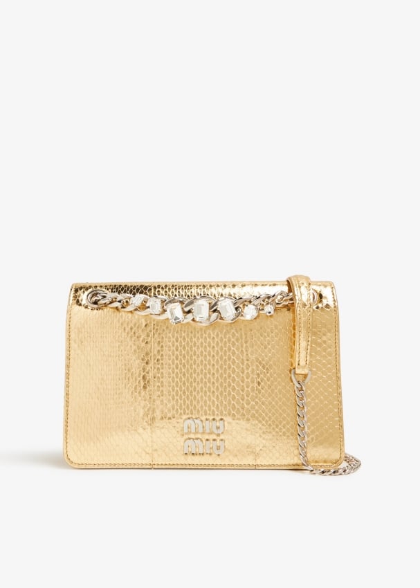 цена Сумка Miu Miu Ayers Leather Mini-Bag, золотой