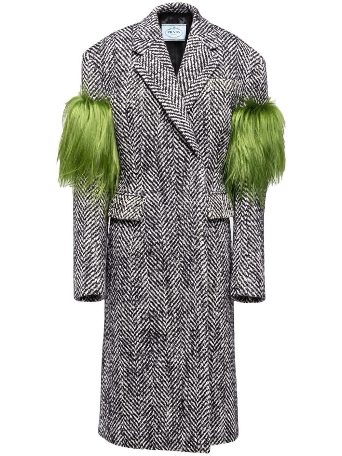 

Prada двубортное пальто с бахромой, черный