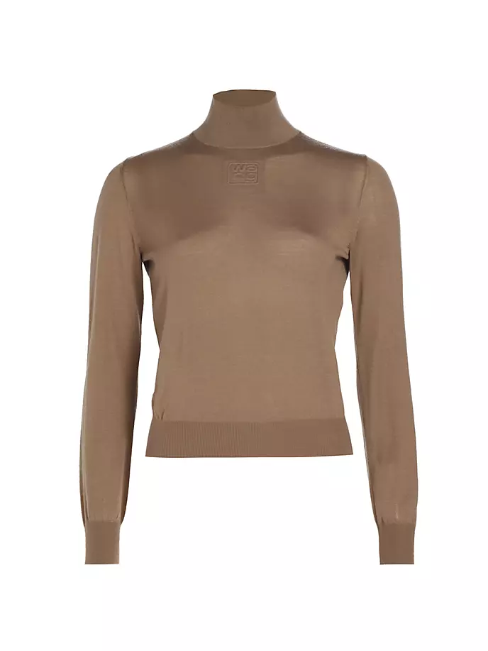 

Свитер с высоким воротником и логотипом Alexanderwang.T, цвет camel