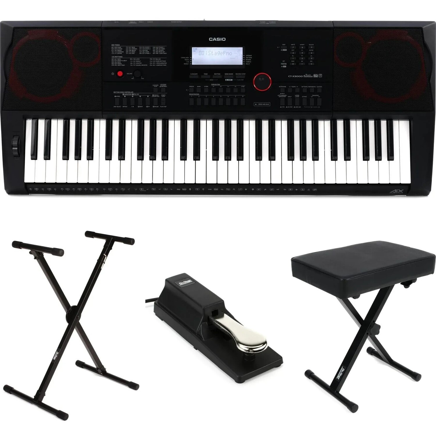 

Casio CT-X3000, 61-клавишная портативная клавиатура-аранжировщик, набор предметов первой необходимости