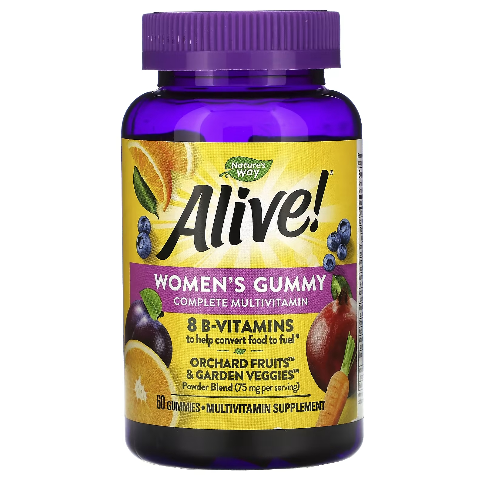 Мультивитаминный Комплекс для Женщин Nature's Way Alive, ягодный вкус, 60 жевательных таблеток nature s way alive мультивитамины для женщин от 50 лет ягодный микс 130 жевательных таблеток