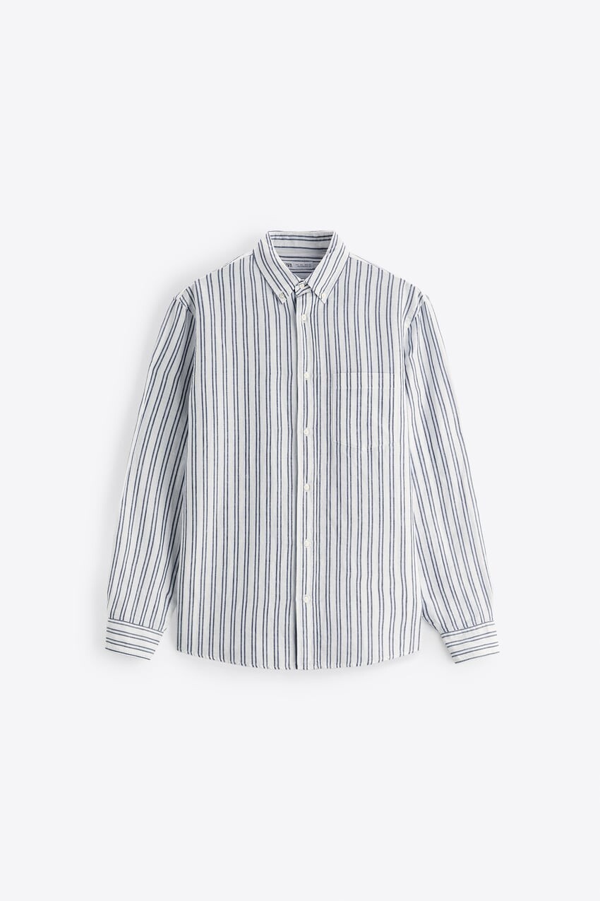 

Рубашка Zara cotton - linen, белый