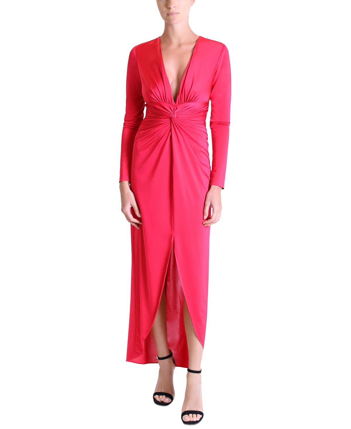 Женское платье макси с глубоким вырезом и v-образным вырезом с драпировкой julia jordan, красный знойное утро
