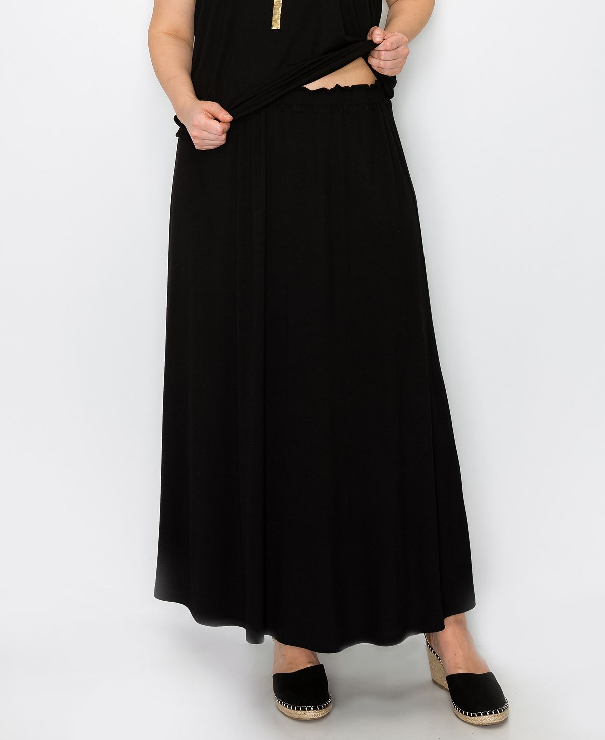 Длинные юбки с эластичной резинкой на талии больших размеров COIN 1804, черный