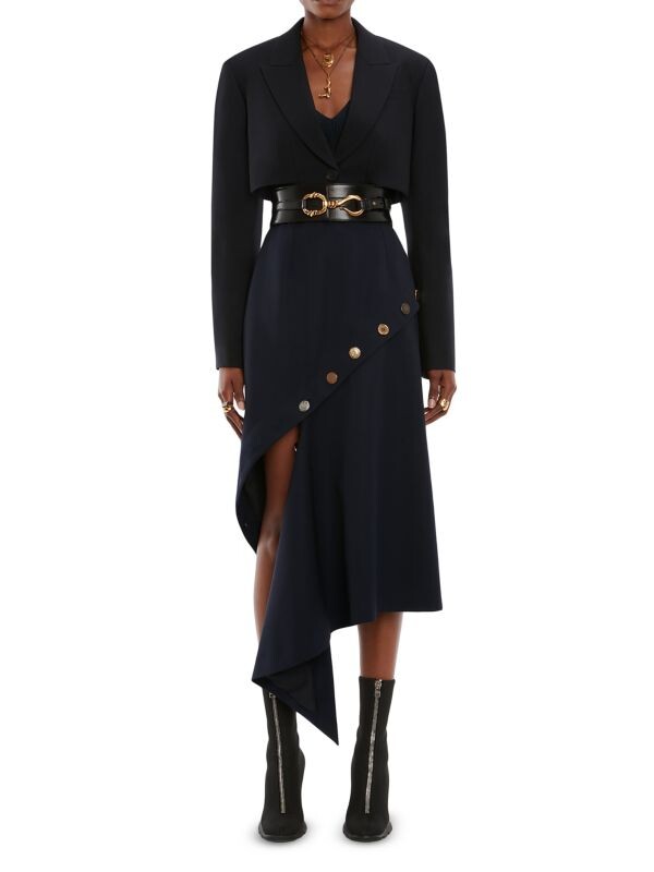 

Юбка миди на пуговицах с рифлением Alexander McQueen Navy
