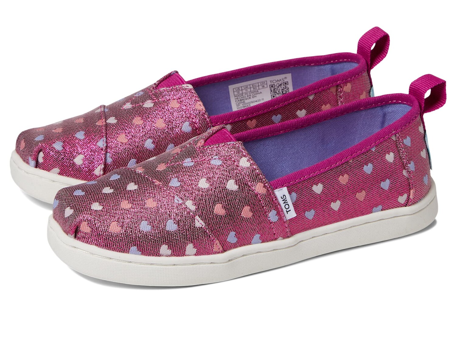 

Мокасины TOMS Kids, Glimmer Hearts Alpargata