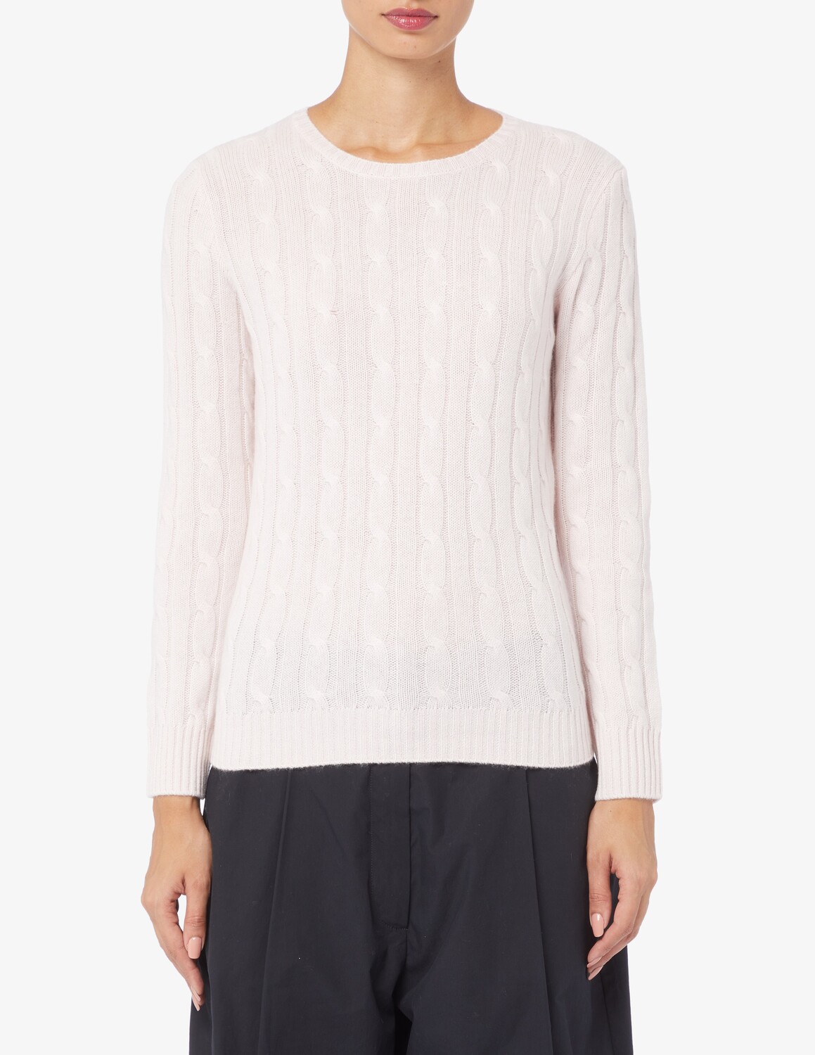 

Свитер косой вязки с круглым вырезом Pure Cashmere, розовый