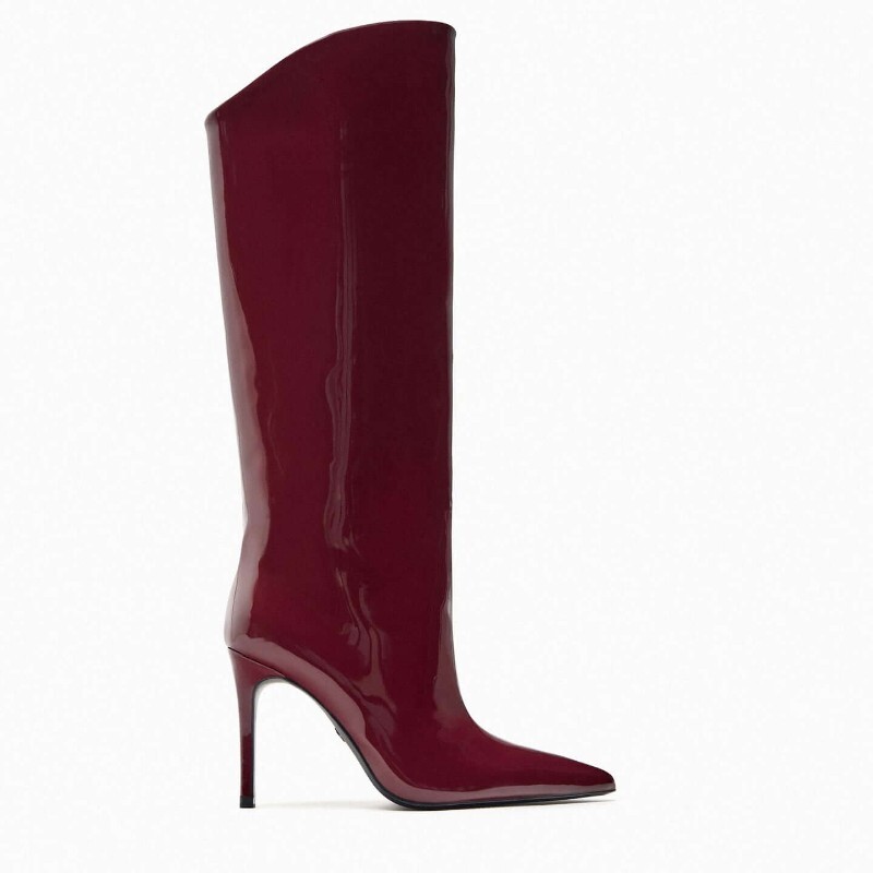 

Сапоги Zara Knee-high Heeled, бордовый