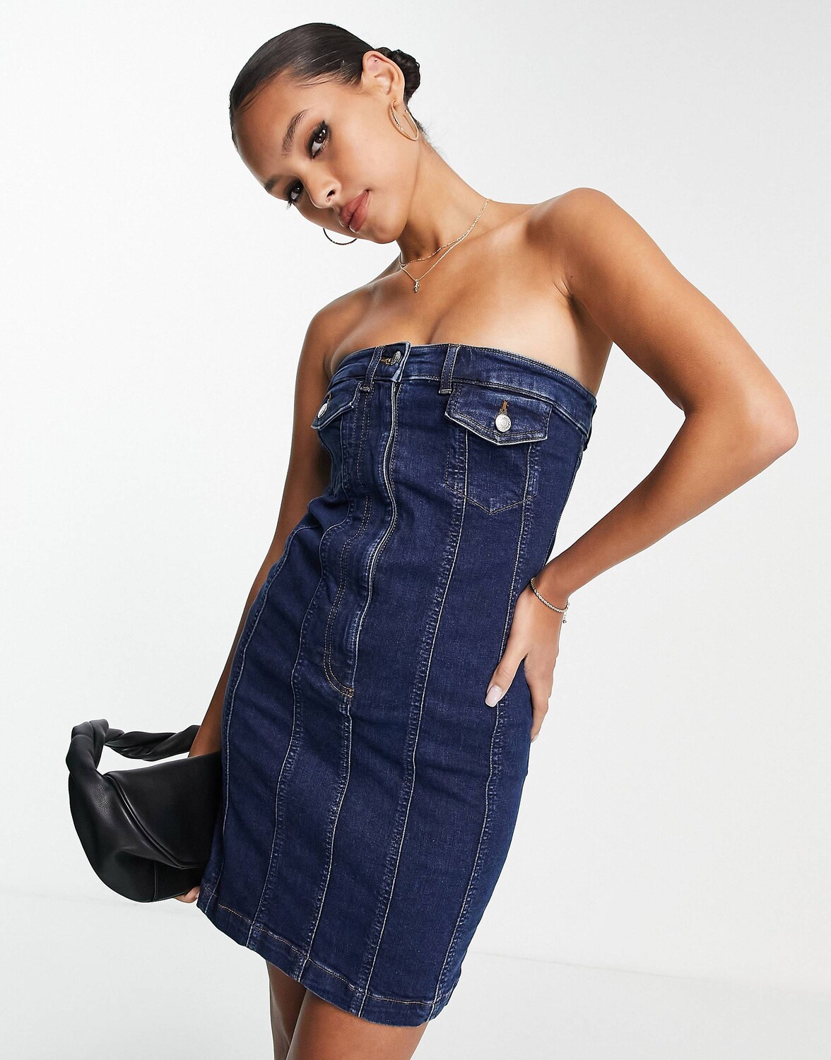 

Джинсовое платье-бюстье цвета индиго Topshop