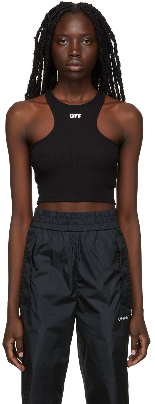 

Майка с логотипом Black Stamp Basic Rowing в рубчик Off-White
