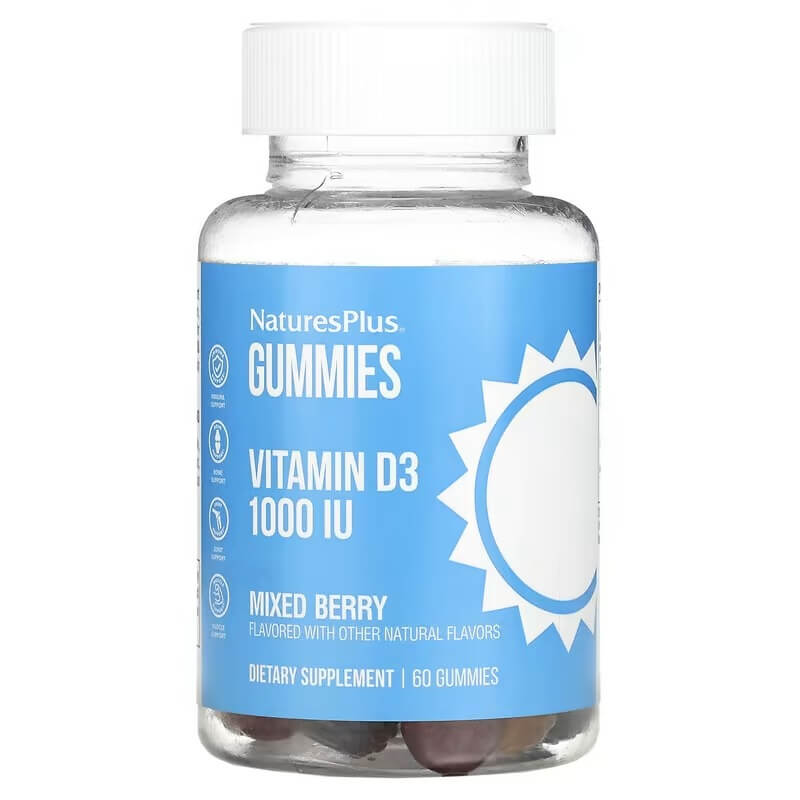 Витамин D3 NaturesPlus 1 000 ME, 60 жевательных таблеток naturesplus жевательные таблетки cal mag vit d3 шоколад 60 жевательных таблеток