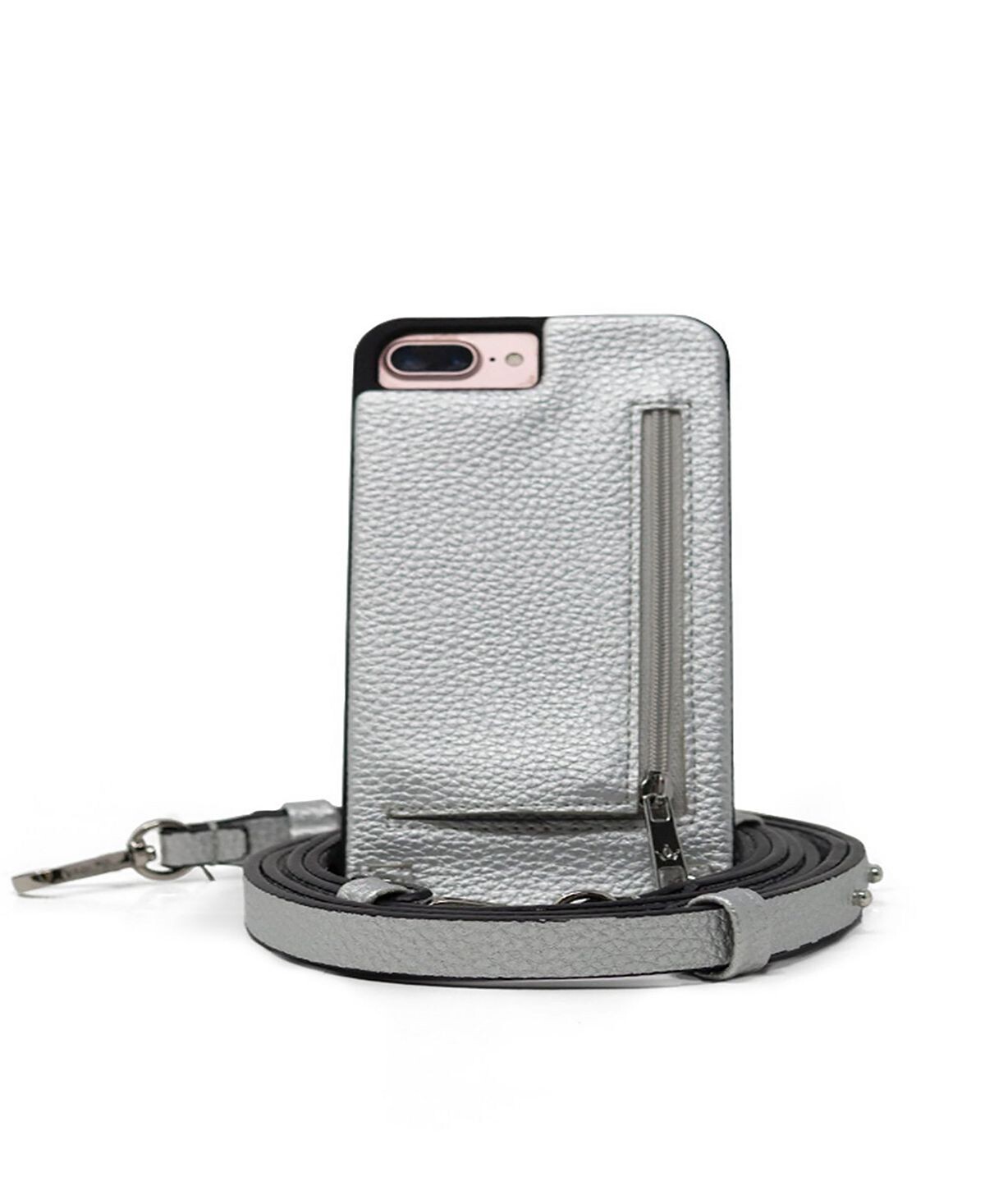 

Чехол через плечо для iPhone Plus с кошельком на ремешке Hera Cases, серебро