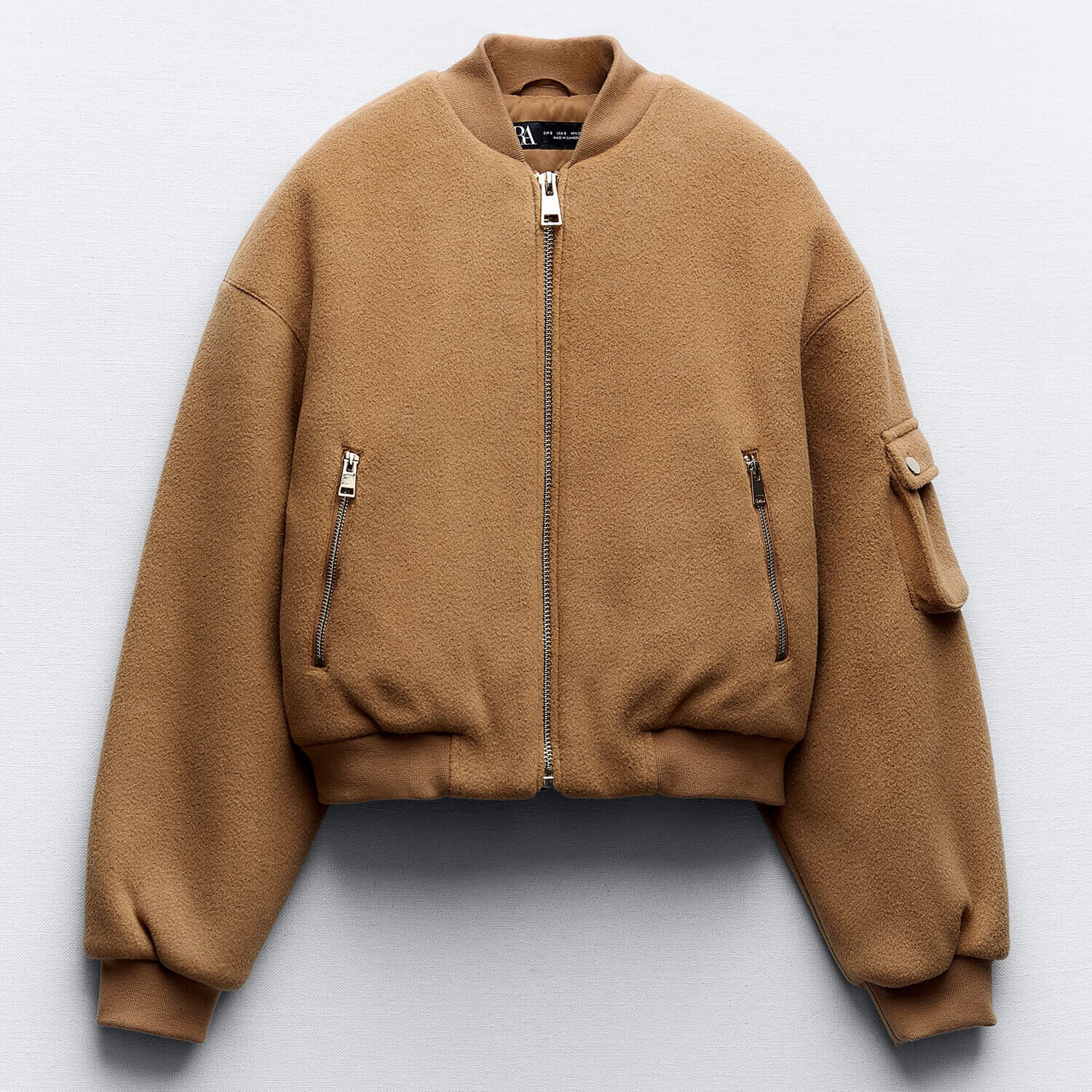 

Бомбер Zara Cropped, коричневый