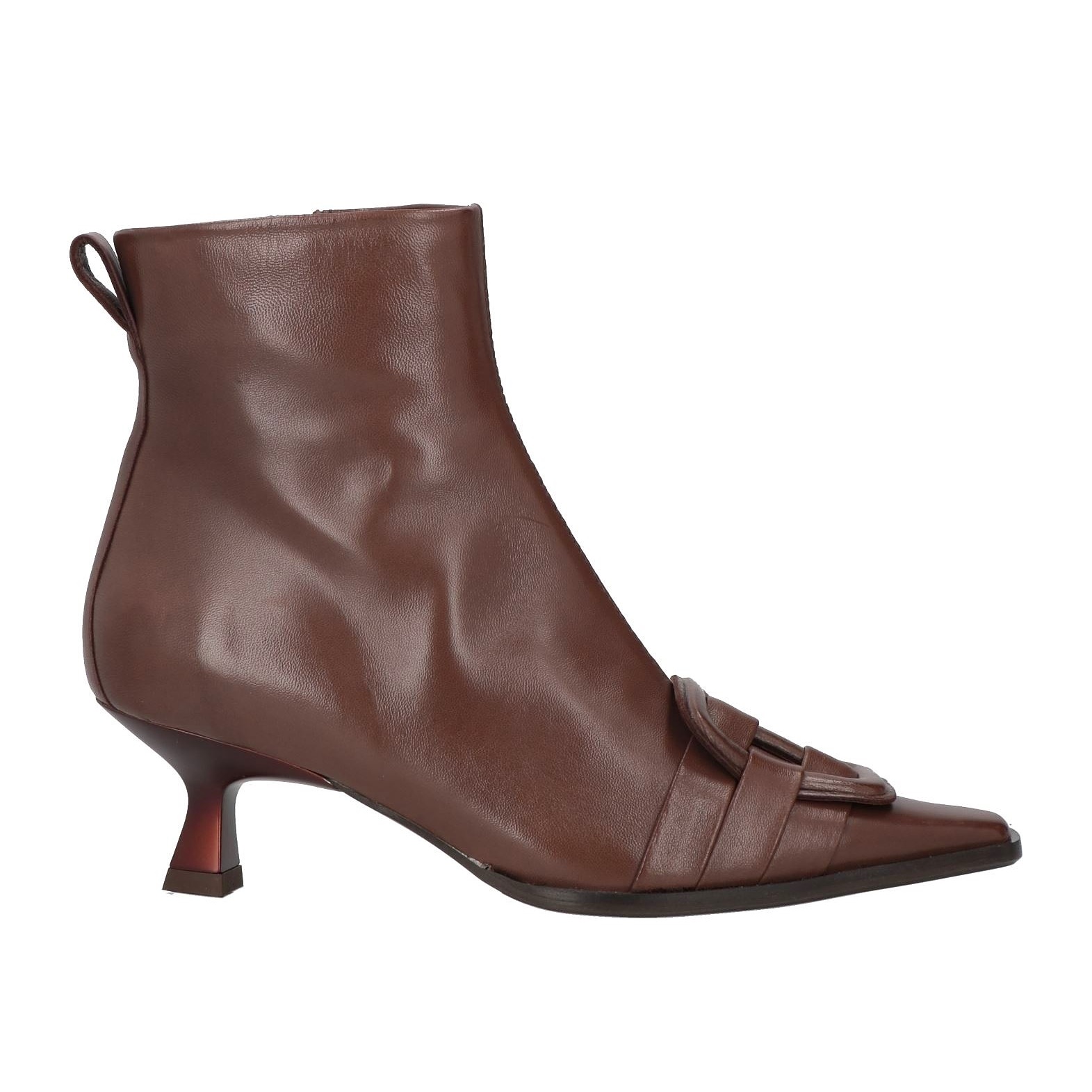 цена Ботильоны Zinda Leather Narrow Toeline Spool Heel, темно-коричневый