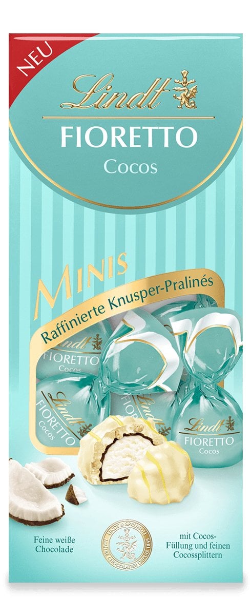 

Конфеты Lindt Fioretto Minis Cocos, белый шоколад с кокосом, 115г