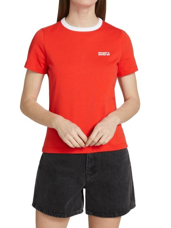 

Футболка Хлопковая Lifeguard Helmut Lang с логотипом, fiery red