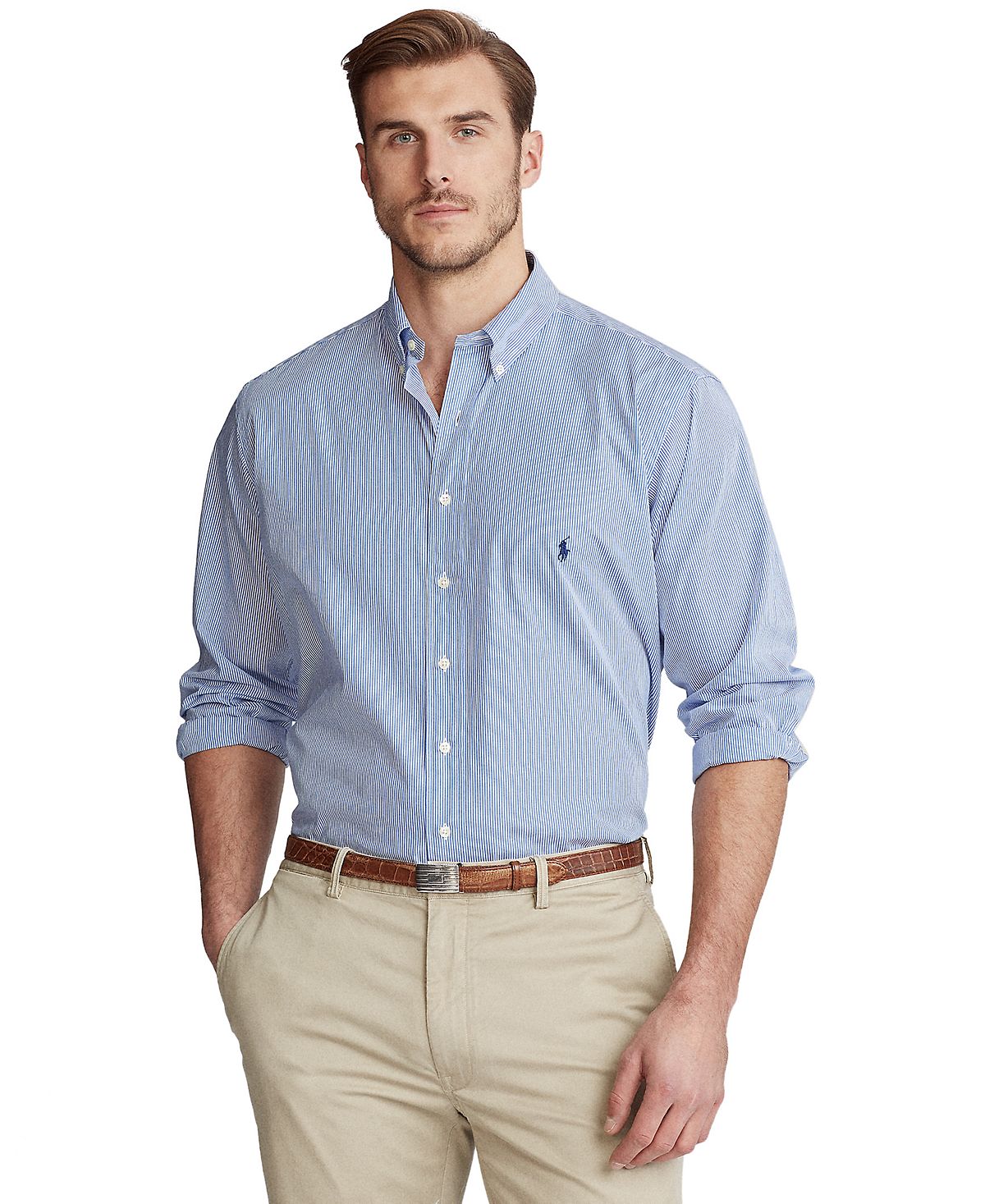 Мужская рубашка из поплина классического кроя big & tall Polo Ralph Lauren, мульти