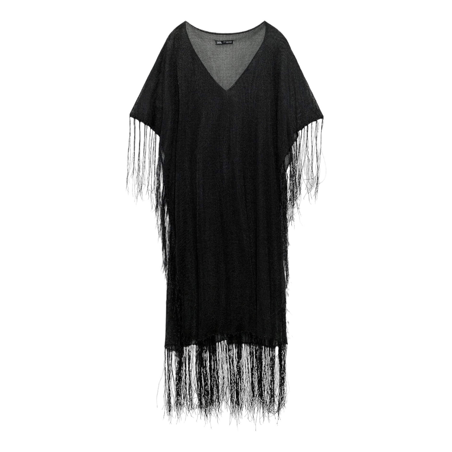 

Кафтан Zara With Metallic Thread Fringing, черный