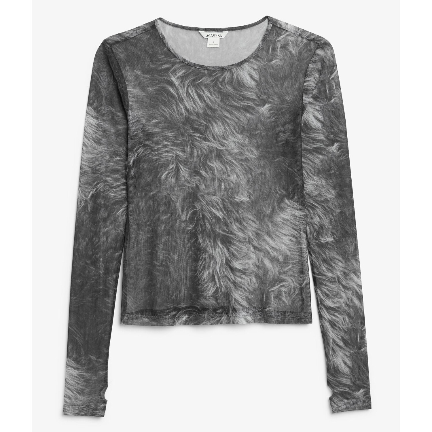 

Топ Monki Long Sleeve Mesh With Thumbholes, серый
