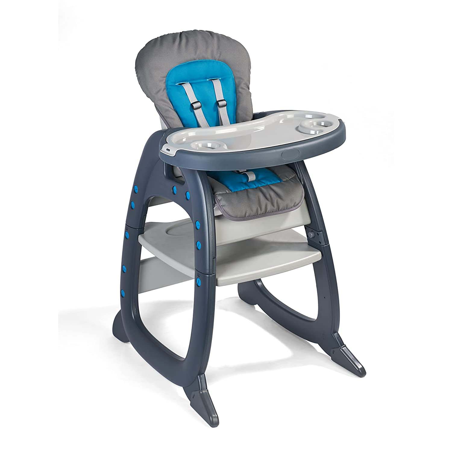 детский стульчик для кормления малыша inhome товары для малышей in03blue Детский стульчик-трансформер Badger Basket Envee II, серый/бирюзовый