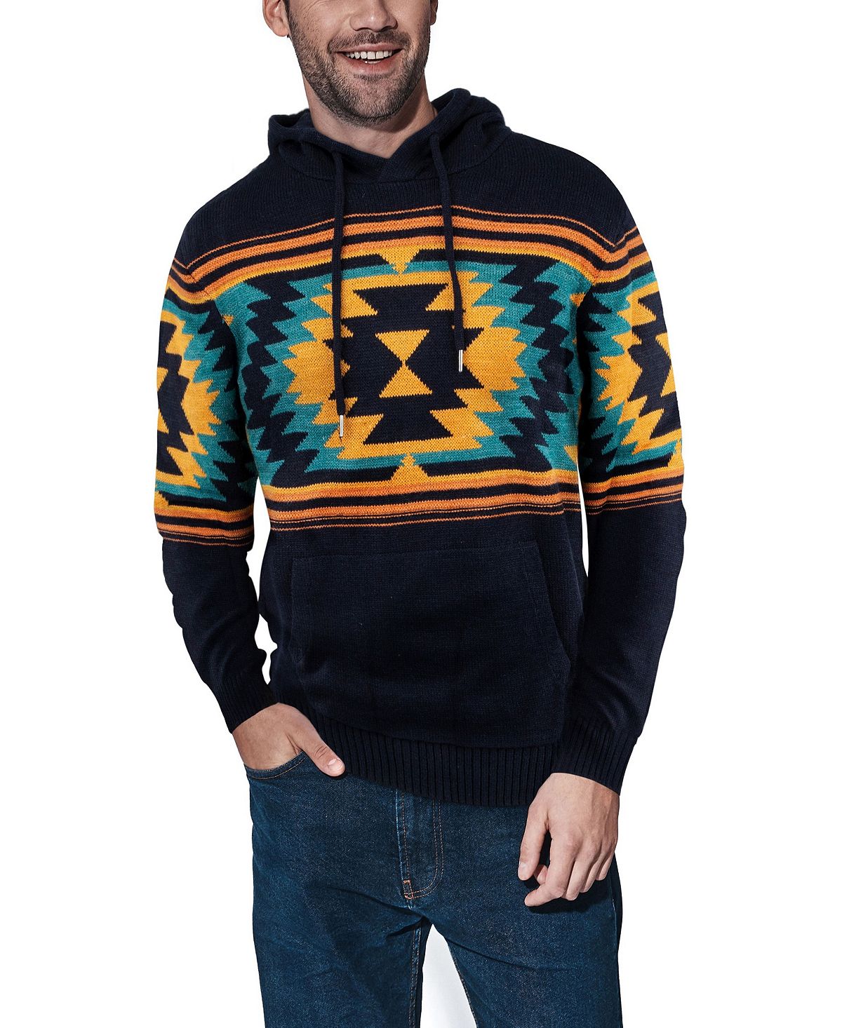 Мужской свитер с капюшоном aztec X-Ray, синий