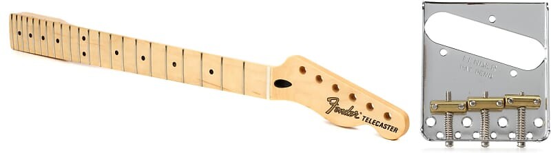 

Сменный гриф Fender серии Deluxe Telecaster — комплект из кленовой накладки на гриф с 3-мя седлами Fender American Vintage Telecaster Bridge в сборе — хром 0990806100=1 0997600921=1