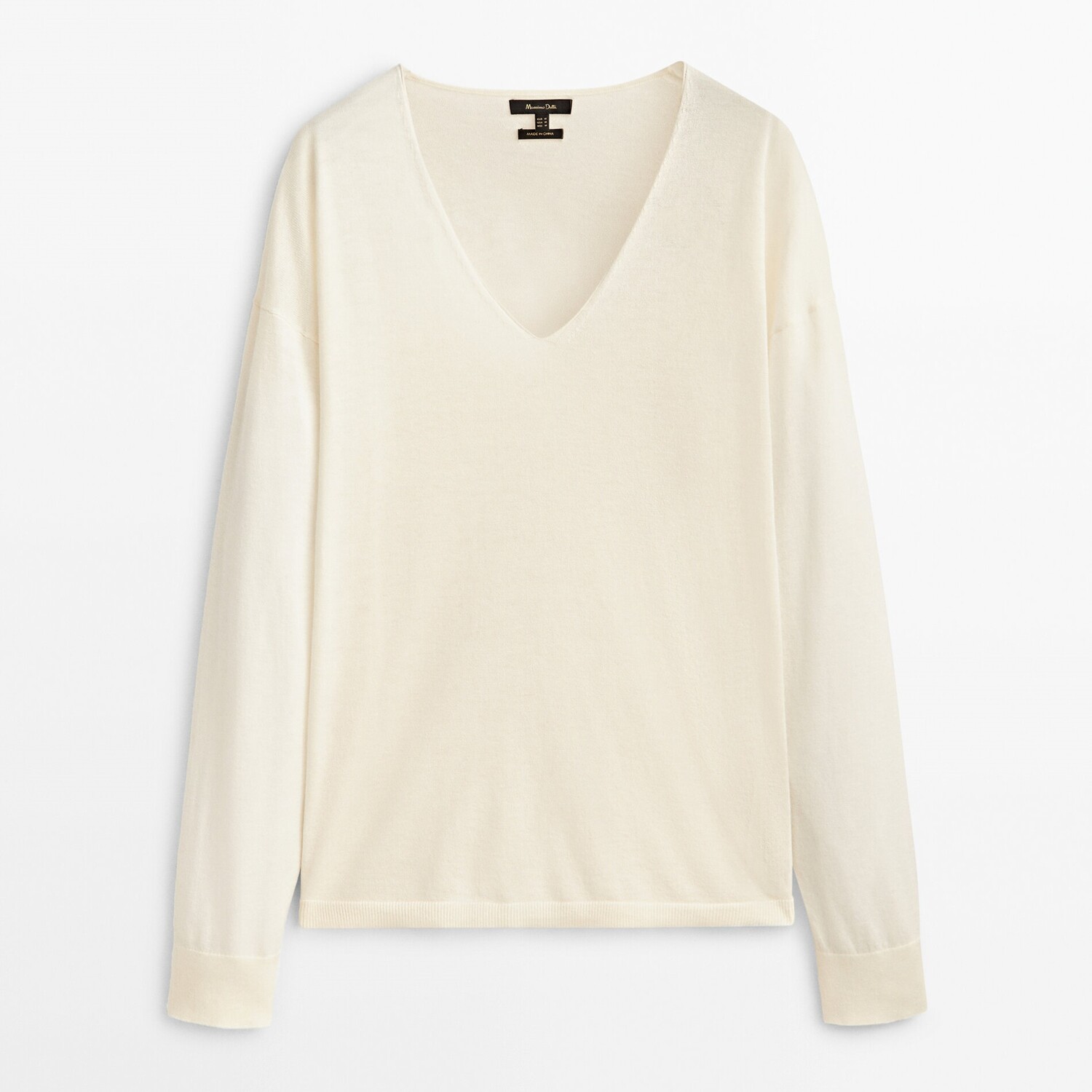 

Джемпер Massimo Dutti Wool And Cashmere V-neck, кремовый, Бежевый