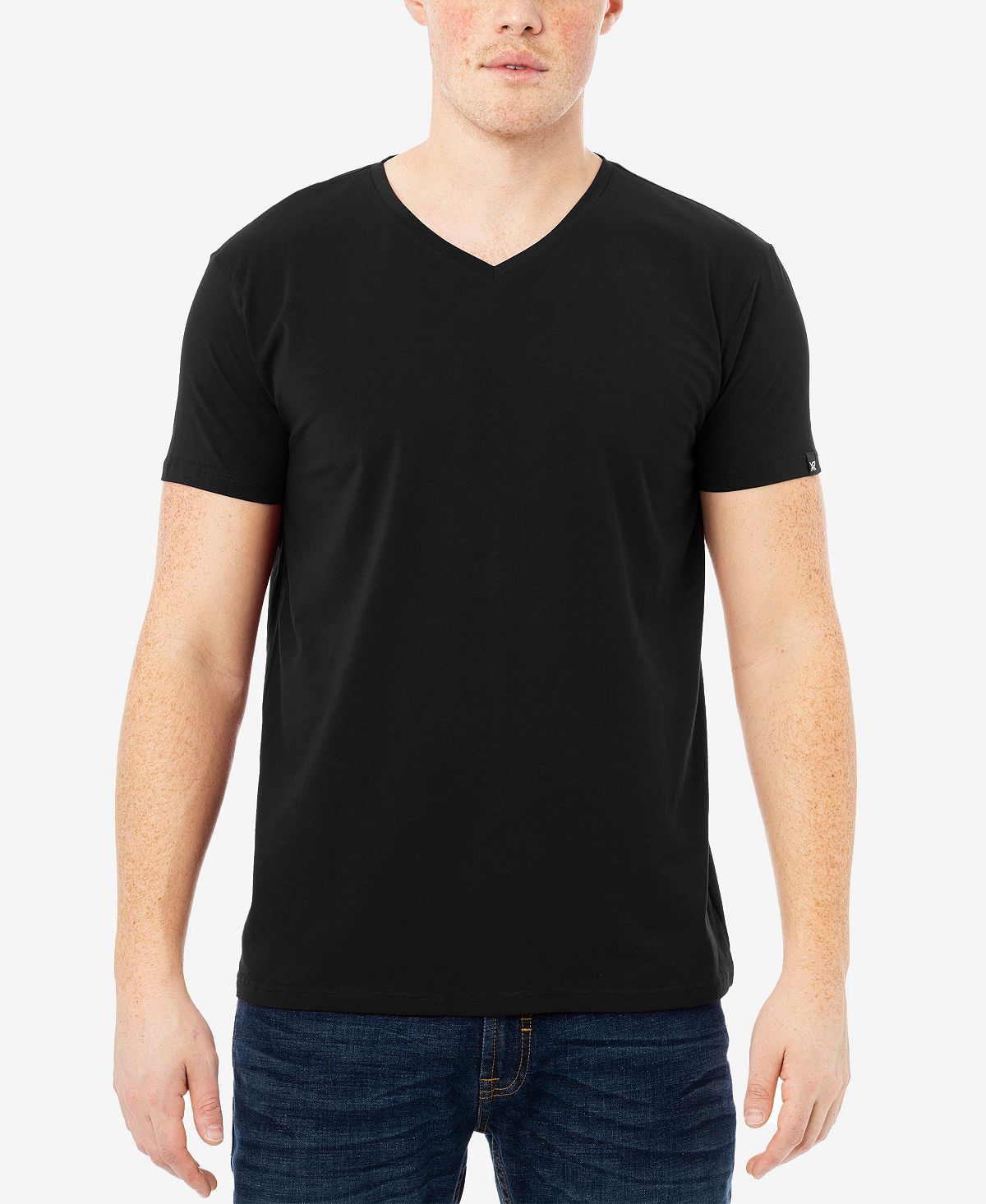Мужская базовая футболка с коротким рукавом и v-образным вырезом X-Ray, черный мужская модная свободная футболка повседневная блузка с коротким рукавом и v образным вырезом топы летняя однотонная белая толстовка меш