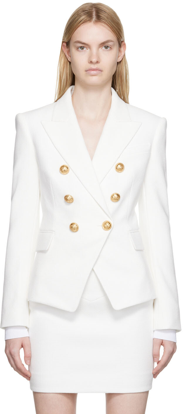 

Белый двубортный пиджак Balmain
