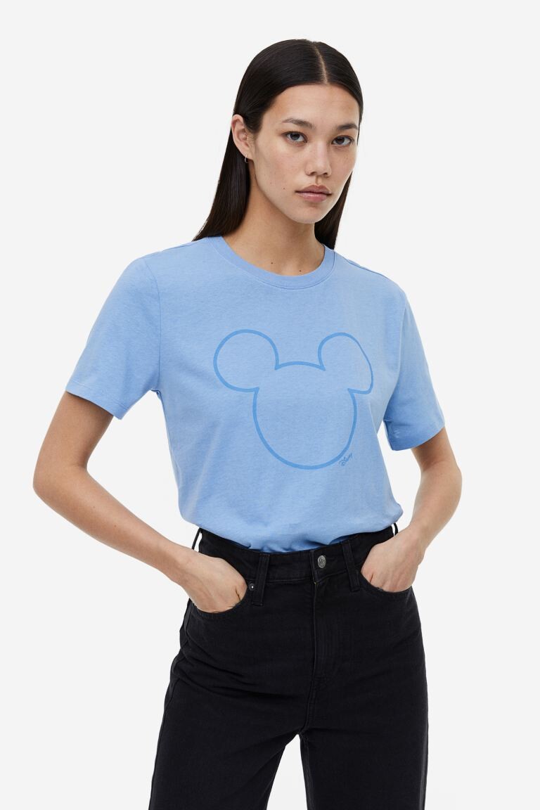 

футболка с мотивом H&M, голубой/микки маус, Синий