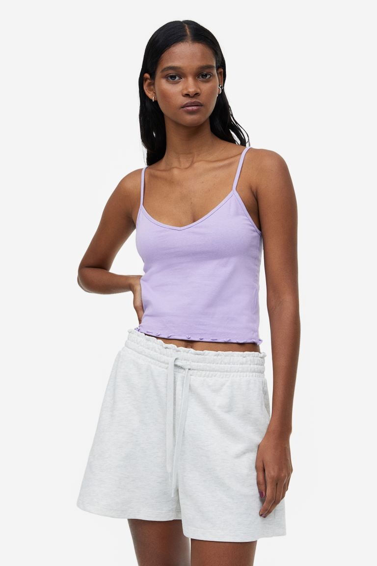 

Укороченный топ на бретелях H&M, светло-фиолетовый