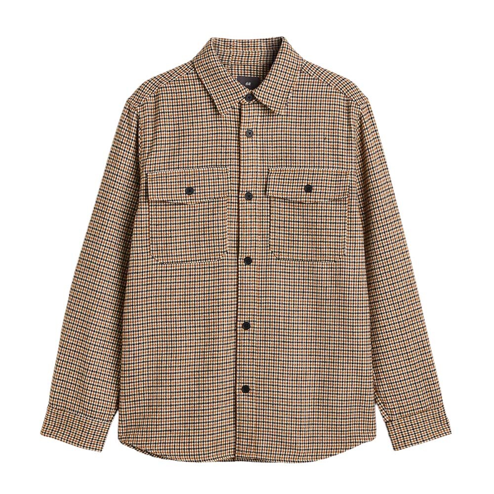 

Рубашка H&M Houndstooth-pattern Twill, коричневый