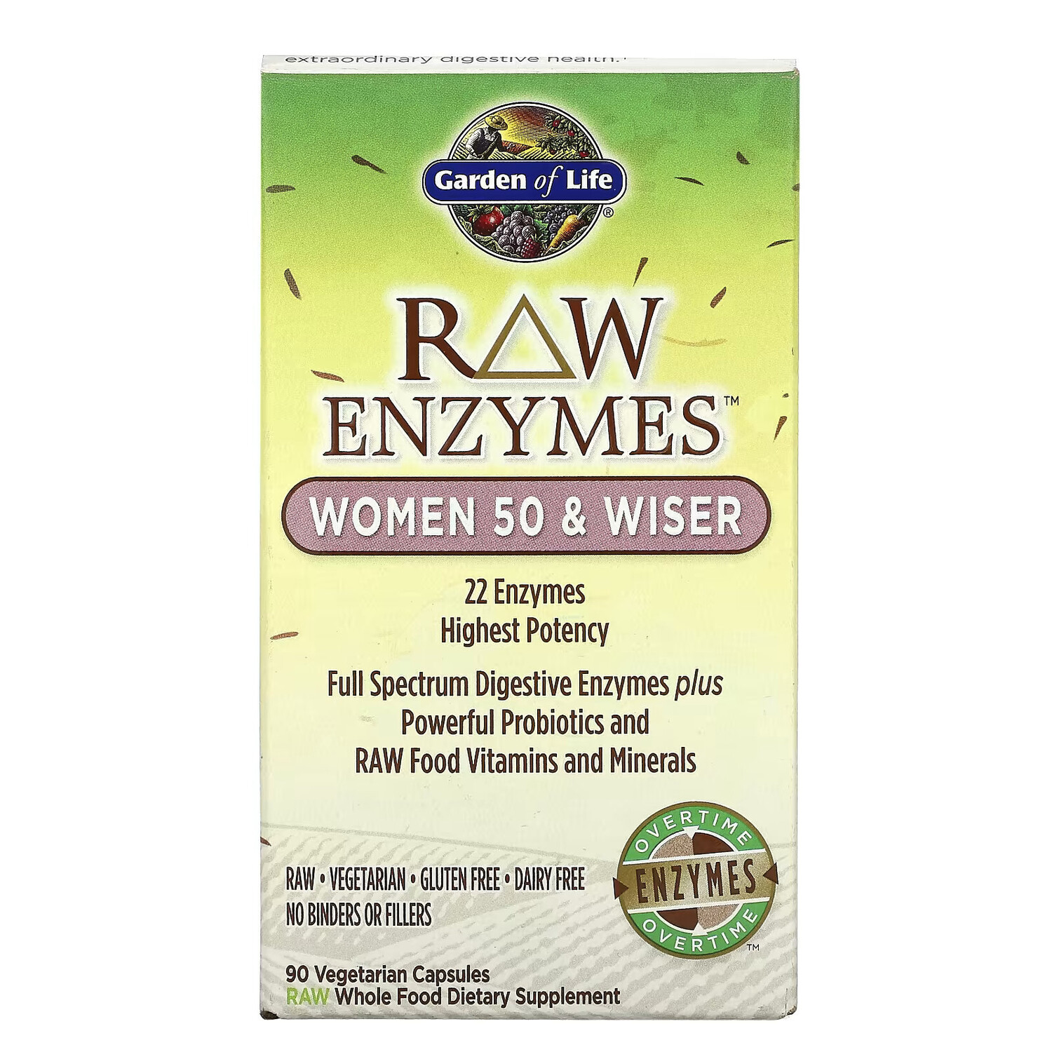 

Garden of Life, RAW Enzymes, ферменты для женщин от50 лет, 90 вегетарианских капсул