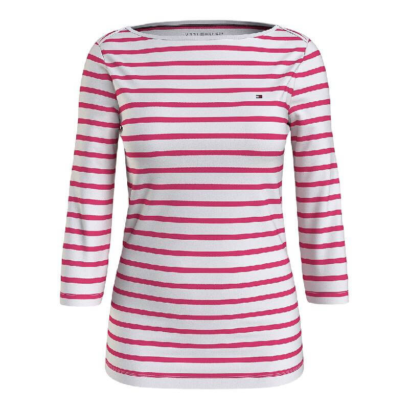 

Футболка Tommy Hilfiger Stripe Boatneck, розовый