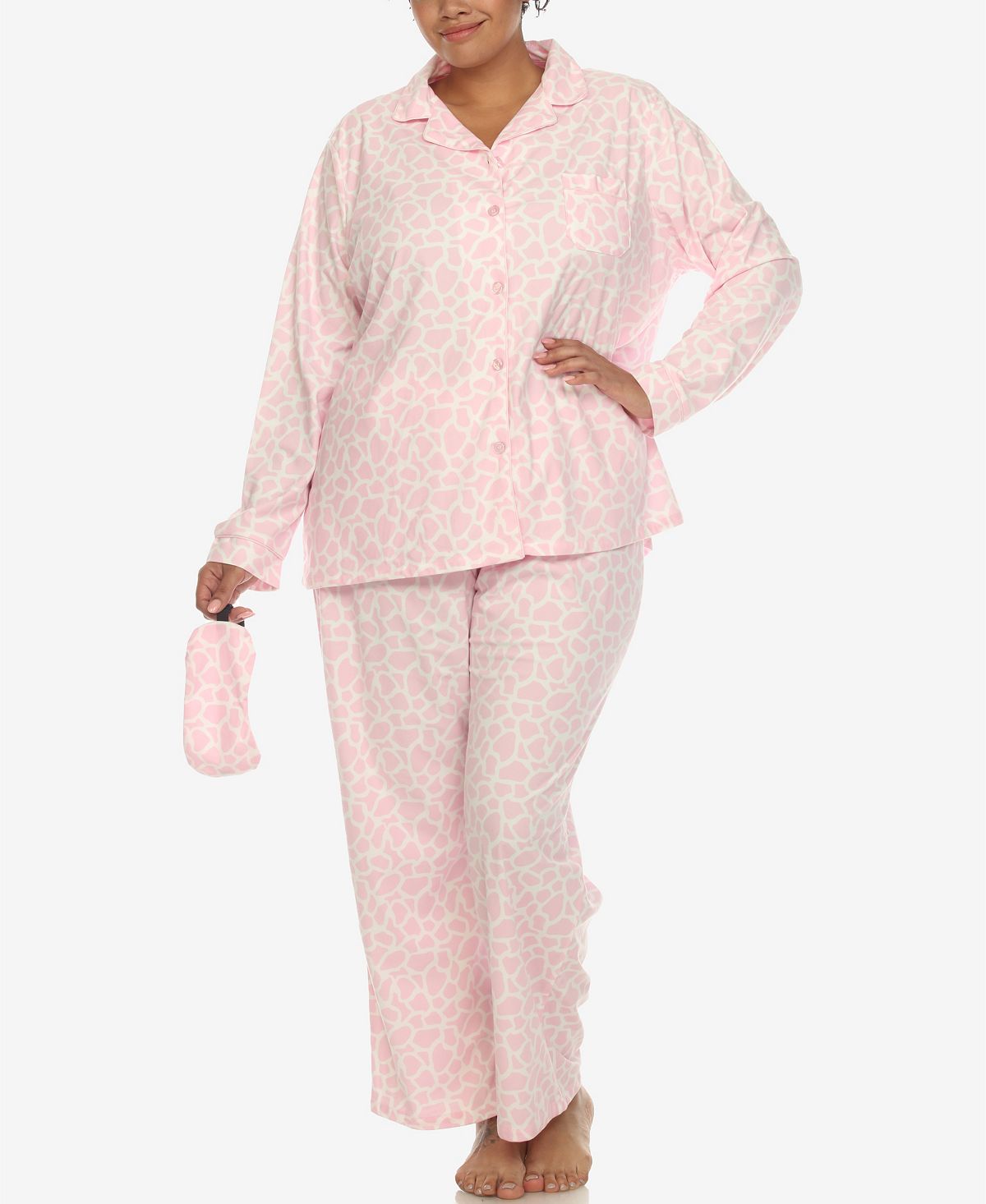 Пижамный комплект больших размеров, 3 предмета White Mark, розовый пижамный комплект больших размеров 3 предмета white mark розовый