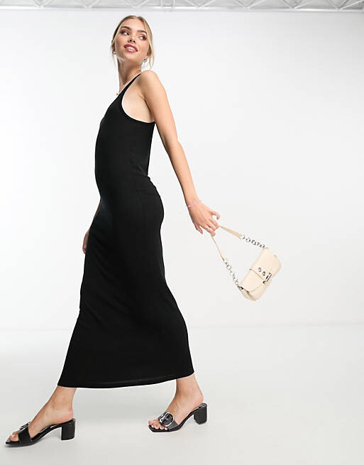 

Черное платье миди с открытой спиной Miss Selfridge, Черный