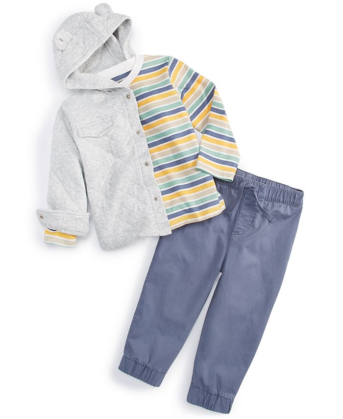 Стеганая куртка, рубашка и брюки для маленьких мальчиков, комплект из 3 предметов First Impressions, серый