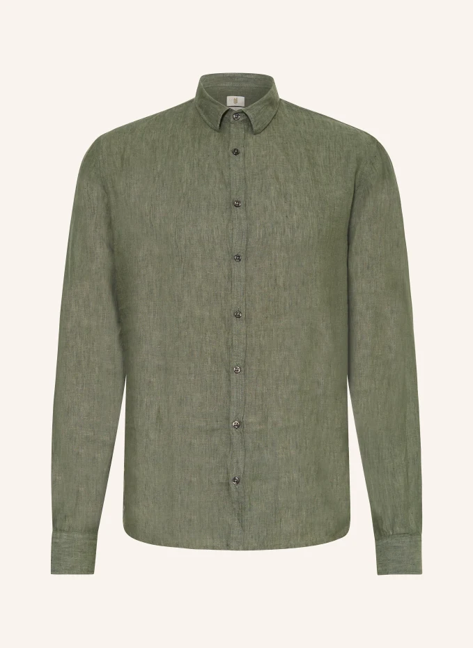 Льняная рубашка узкого свободного кроя Q1 Manufaktur, зеленый