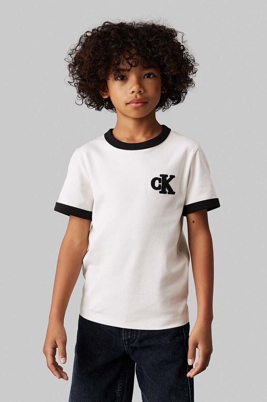 

Детская хлопковая футболка Calvin Klein Jeans, белый