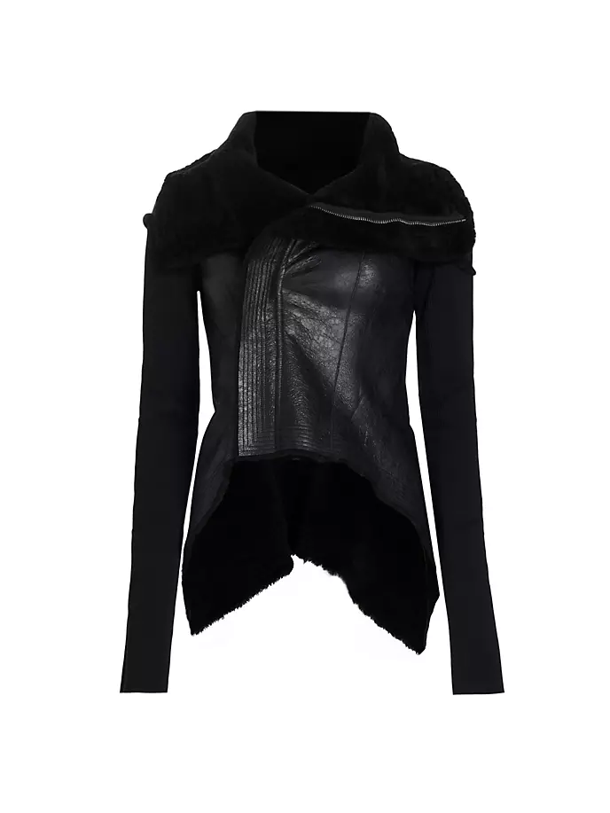 

Кожаная косуха на подкладке из овчины Naska Rick Owens, черный
