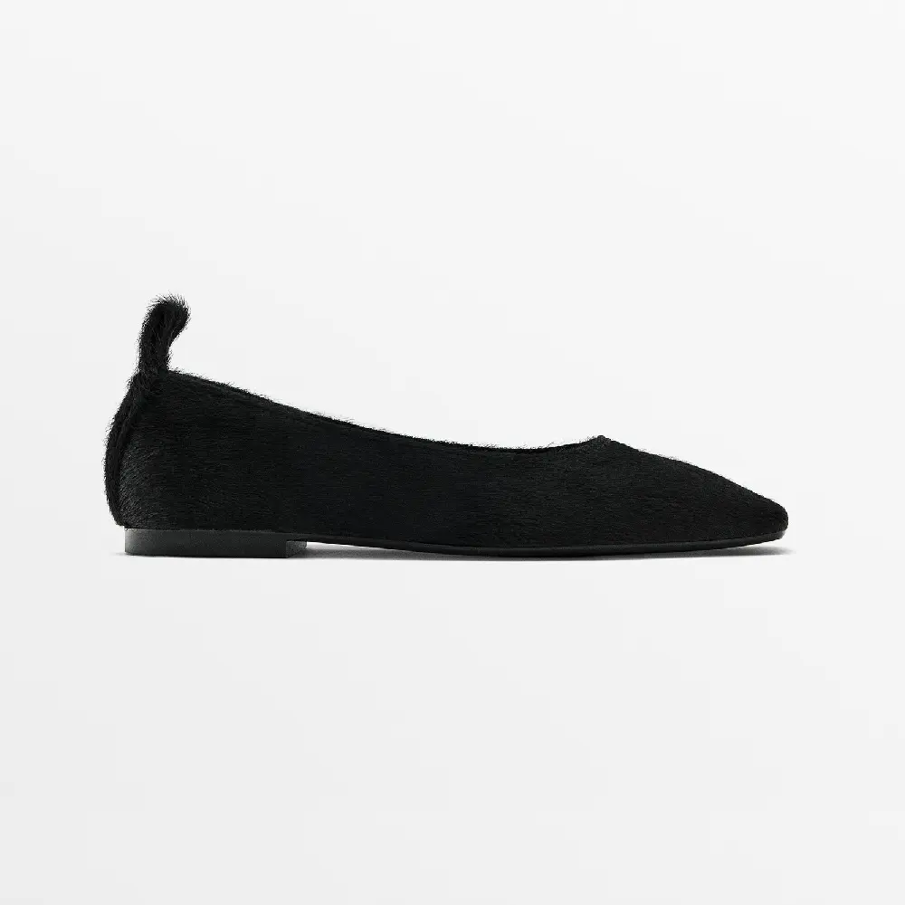 

Балетки Massimo Dutti Fur Flats, черный