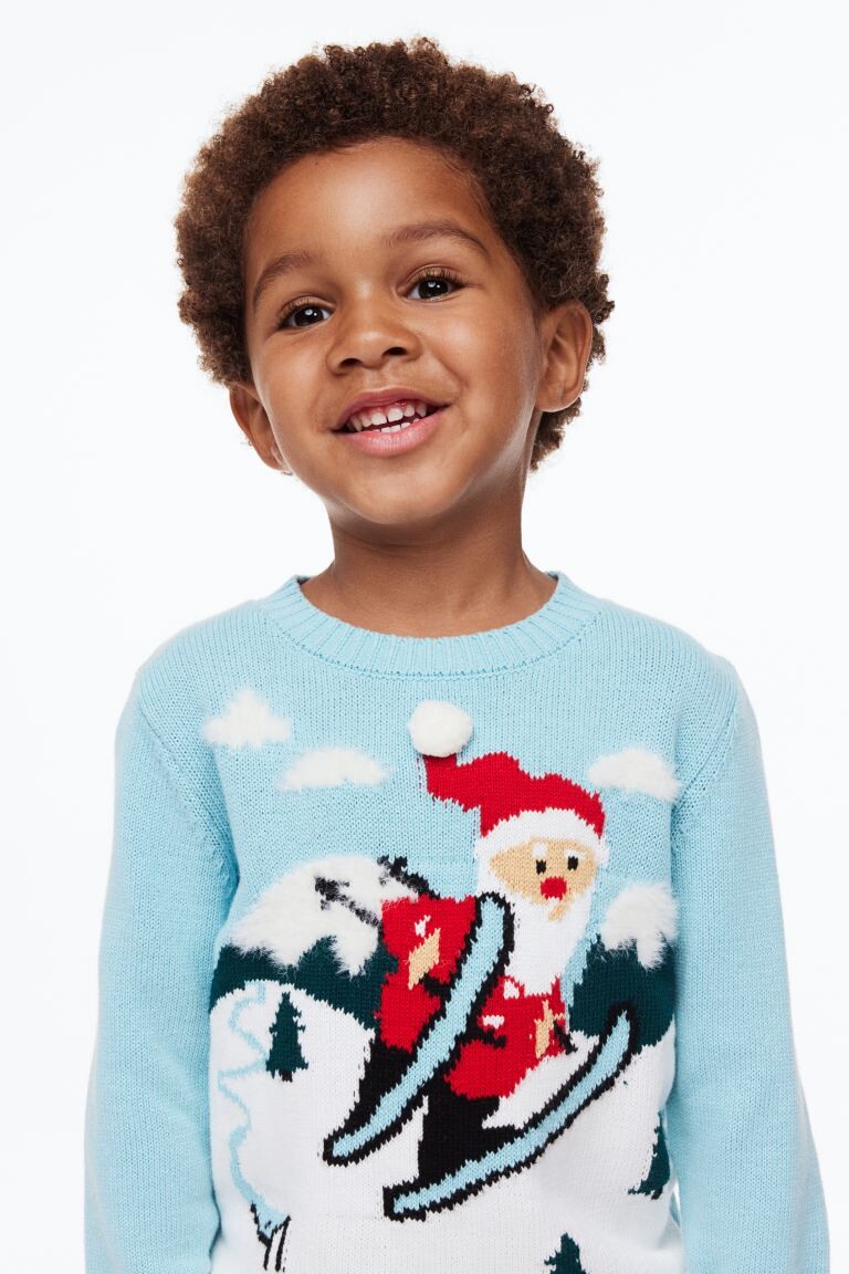 

Свитер с интерактивным мотивом H&M Santa, бирюзовый